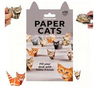 Paper Cats Origami, DIY Paper Cats, 3D Handmade Fold Kit Decor Creative 50 Origami Animal Cat/Dog/Dinosaur Craft Kit, Pattern Cute Printing Desk Decor for Pets Lovers (Cat)