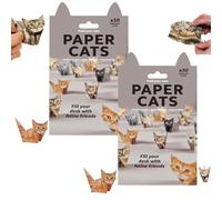 Paper Cats Origami, DIY Paper Cats, 3D Handmade Fold Kit Decor Creative 50 Origami Animal Cat/Dog/Dinosaur Craft Kit, Pattern Cute Printing Desk Decor for Pets Lovers (2 Cat)
