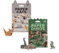 Paper Cats Origami, DIY Paper Cats, 50 Sheets 3D Cat/Dog/Dinosaur Art & Craft Kit, Fun Creative Origami Animal Kit, DIY Animal Desk Decor Decorative Set (Dinosaur +Cat)