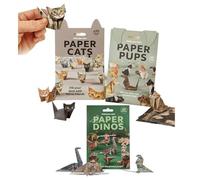 Paper Cats Origami, DIY Paper Cats, 50 Sheets 3D Cat/Dog/Dinosaur Art & Craft Kit, Fun Creative Origami Animal Kit, DIY Animal Desk Decor Decorative Set (Cat/Dog/Dinosaur)