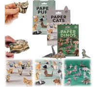 Paper Cats Origami, DIY Paper Cats, 50 Sheets Origami Kit to Fold Cute Cat Figures, Fun Papercraft Activity for Adults & Kids, Animal Papers Sculpture Craft Set & Gift for Pet Lovers(Mix)