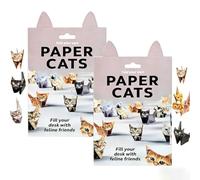 Paper Cats Origami Kit, 50 Sheets DIY Fold Your Own Paper Cat Figures, Unique Cat Lover Gift & Desk Decoration (2PC)