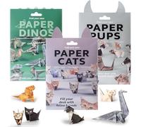 Paper Cats Origami Kit, 50pcs DIY 3D Origami Animal Kit for Making Cute Origami Cat/Dog/Dinosaur, Crafts for Adults & Kids Activities Paper Cats for Desk Decoration, Gift for Cat Lovers(3 Pack)