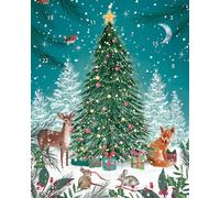 Paper Christmas Advent Calendar - 25 Window Traditional Festive Countdown - Snowman or Tree Illustrations - Chocolate-Free Alternative - 25cm x 20cm - Includes Envelope (Christmas Tree)