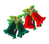 Paper Christmas Decorations, 2PCS Hanging Honeycomb Red Green Xmas Bells Xmas Tree Ornaments Christmas Ceiling Decorations Indoor Vintage Honeycomb Xmas Room Decor