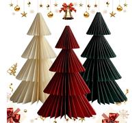Paper Christmas Tree Honeycomb Paper Christmas Trees, 3D Reusable Folding Papers Xmas Tree For Christmas Table Decorations Centrepiece (3 PCS, 25CM)