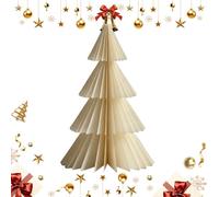 Paper Christmas Tree Honeycomb Paper Christmas Trees, 3D Reusable Folding Papers Xmas Tree For Christmas Table Decorations Centrepiece (White, 20CM)