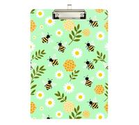 Paper clipboard Yellow Cute Bumble Bee Flowers Standard Hole for 5th Grade Classroom Essentials for Teachers Size 9 x 12.5 Tabla para escribir con Clip