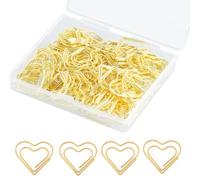 Paper Clips,100pcs Heart Cute Love Paper Clips Gold Paper Clip Heart Shaped Metal Paper Clips Stainless Steel Mini Paper Clips Small Bookmarks for Office School Supplies