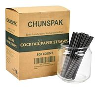 Paper Cocktail Straws 5 inch - 500 ct. Biodegradable Small Black Paper Drinking Straws Bulk for Short Drinks, Restaurant, Bar, Food Services