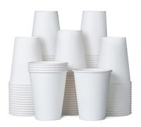 Paper Coffee Cups, 100-Pack 240-ml Disposable Paper Coffee Cups, White Cups for Hot or Cold Drinks