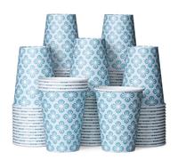 Paper Coffee Cups, 100-Pack 340ml Disposable Paper Cups for Hot or Cold Drinks, Plum Blossom Harmony Design