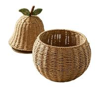 Paper Cord Storage Basket,Pear Shaped Paper Cord Basket with Lid,Handwoven Laundry Baskets - Very ideal for placement on dining tables coffee tables shelves windowsills and in the dining room