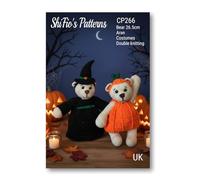 Paper Crochet Pattern for a Halloween Bear Plus 2 Outfits, Witch and a Pumpkin, CP266