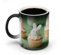 Paper Cupcake Easter Egg Color Changing Mug Heat Sensitive Ceramic Coffee Cups Novelty Heat Activated Cup 12 Oz Magic Mug for Office Home Use, Unique Gift Idea for Coffee Tea Drinkers