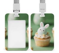 Paper Cupcake Easter Egg Id Badge Holder Retractable Badge Holders Heavy Duty Plastic Id Card Holder with Lanyard Waterproof Name Tag Sleeve for Nurses, Teachers, Office Professionals