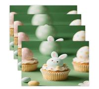Paper Cupcake Easter Egg Placemats Set 30x45cm*4 Heat Resistant Washable Placemat Waterproof Table Placemats Non-Slip Wipeable Tables Mat Kitchen Place Mats for Dining Party Home Decor