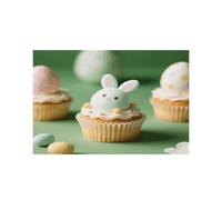 Paper Cupcake Easter Egg Placemats Set 30x45cm Heat Resistant Washable Placemat Waterproof Table Placemats Non-Slip Wipeable Tables Mat Kitchen Place Mats for Dining Party Home Decor