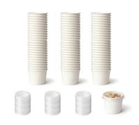Paper Cups with Lids, 50 Pcs To Go Soup Container Dessert Cups, 90ml/3oz | Ice Cream Cups, Soup Cups for Ice Cream Yogurt Cold and Hot