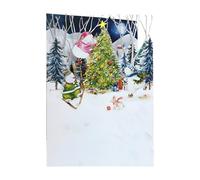 Paper Cut Art Snowmen Decorating Xmas Tree Christmas Greeting Card by Alljoy Cards CMS031