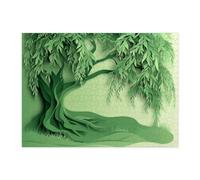 Paper Cut Craft Willow Tree Jigsaw Puzzles for Adults 500 Piece, Green Simple Plant Wooden Puzzles, Botanical Printed Decor for Entertainment Creative