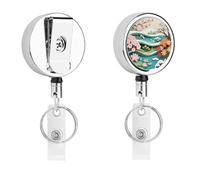 Paper-Cut Four Seasons Retractable Work Badge Holder Keychain Badge Reel 24.4" Cord & 360° Swivel Alligator Clip Heavy Duty Id Name Tag Holder for Nurses Doctors Teachers Office Workers