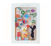 Paper Cut Hanging Xmas Decorations Christmas Greeting Card by Alljoy Cards CMS006
