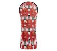 Paper-Cut Style Nutcracker Soldiers Red Golf Covers Premium Leather Waterproof Headcover with Number Tags for Driver Golf Drivers for Men