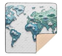 Paper - Cut Style World Map Wallpaper Soft Thick Baby Activity Play Mat for Indoor Outdoor One-Piecing Padded Baby Mat for Baby Kids Toddlers Infants, 50'' x 50''