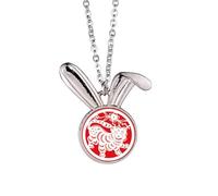 Paper-cut Tiger Animal China Zodiac Art Rabbit Necklace Pendant Bunny Animal Jewelry Gift