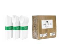 Paper Cutlery 120pk & Gold Paper Napkins 100pk Compostable Elegant Party Bundle