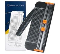 Paper Cutter with 2 Blades - for A4, A5, A6 - Side Ruler, Automatic Blade Protection and Replaceable Blades - Precise and Creative Work in The Office, School, University and at Home - Black