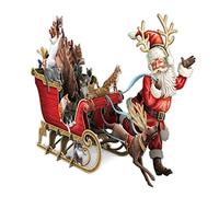 Paper D'Art Cat Sleigh - 3D Pop Up Christmas Greeting Card, X3D029, Blue, Multi, Red, White