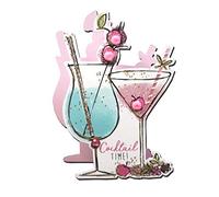 Paper Dazzle Cocktails with Sparkle 3D Birthday Greeting Card Glitter Finished PDZ011