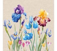 Paper+Design 20 Sustainable Napkins Made from Recycled Paper Flowers, Coloured Iris Flowers, 33 x 33 cm