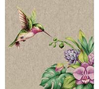 Paper+Design 25 Sustainable Napkins Made from Recycled Paper, Hummingbird on Tropical Flowers Motif, 2-Ply, 33 cm x 33 cm