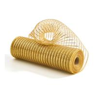 PAPER FAIR Metalic Gold Poly Burlap Deco Mesh Ribbon, 10" x10yd (30 Feet) Fabric Wrapping Ribbon Craft Mesh Roll for Christmas Tree Skirt, Bows, Christmas Decorative Metallic Wreath Mesh Ribbon