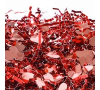 PAPER FAIR Valentine's Day Crinkle Cut Paper with Rose Gold Heart Confetti, 5OZ Metallic Red Paper Shred Filler Strand Raffia Tissue Craft Bedding Cushion, Christmas Party Birthday Gift Box Basket