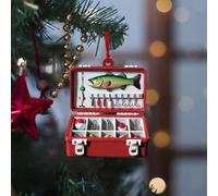 Paper Fans Decorations Fishing Tackle Ornaments Fisherman Tackle Christmas Ornament Dad Fishing Xmas Ornament For Men Husband For Lovers Hanging Heart (Red, 8cm)