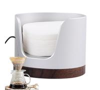 Paper Filter Holder - 10 cm Round Coffee Dispenser, Dust-Proof Wooden Storage Box, Portable Container with Lid | Efficient Brewing, Vintage Farmhouse for Home Kitchen