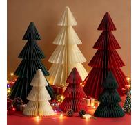 Paper Fir Trees, Christmas Tree, Honeycomb Decoration, Christmas Foldable Paper Fir Trees, Table Decoration, Christmas Decoration, Indoor for Dining Table, Cupboard, Windowsill, Mantle, Office