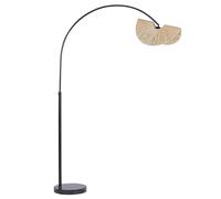 Beliani Paper Pulp Floor Lamp Light Textured Shade Natural Japandi Style Herron