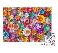 Paper Flower Art 1000pc Jigsaw Puzzle Adults Dense Vibrant Field of Multicolored Flowers Premium Sturdy Vibrant Challenging Stress Relief Gift 52x38cm/1000pcs