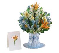 Paper Flower PopUp Cards, Flower Bouquet Greeting Cards with Blank Note & Envelope, 3D Greeting Card for Mother's Day, Birthday, Anniversary, Home Decor (Birds of paradise)