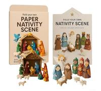 Paper Folding Nativity Scene Kit For Holiday Crafting Activity With Biblical Characters And Stable Elements B)