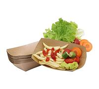 Paper Food Serving Tray, 50 Pieces Brown Biodegradable Boats, Party Package Food, Water And Oil Proof, For Snacks, Fried Foods, French Fries, Salads, Take Away Foods And Picnics (19oz/550ml)