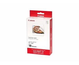 Paper for Canon SELPHY CP1500 - KC-18IF Genuine Canon Ink + Sticker Paper Set (54 x 86mm) 18 Sheets, also compatible with CP1300, CP1200