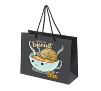 Paper Gift Bags with Handles - Small Large Medium Funny Gift Bags for Women Men - Cute Love Gifts Presents Wrapping for Him Her - Biscuit - Black - L