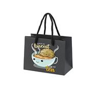 Paper Gift Bags with Handles - Small Large Medium Funny Gift Bags for Women Men - Cute Love Gifts Presents Wrapping for Him Her - Biscuit - Black - S