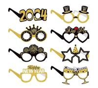 Paper Glasses, New Year's Eve Glasses, 8 x Portable Paper Holiday Glasses, Lightweight Event Glasses Frames, Photography Decoration, Happy New Year Decorations for Children